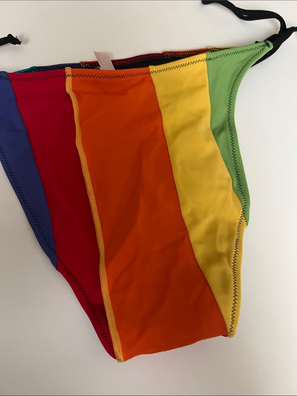 Rainbow Colorblock String Bikini Top & Bottom Set - Picture 5 of 7